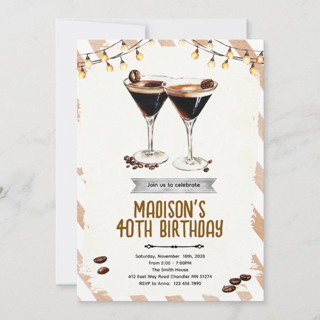 convite de festa Espresso Martini (Frente)