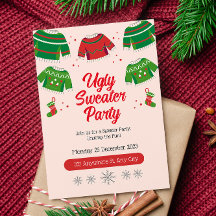 Convite de festa feia de suéter de Natal