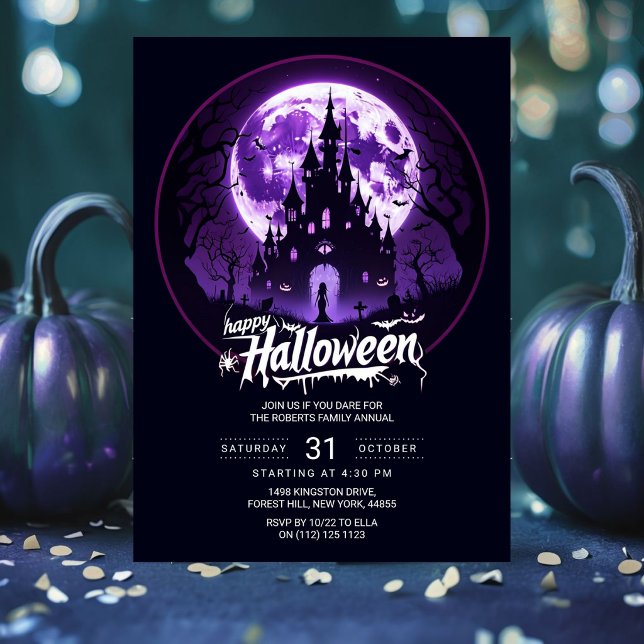 Convite de Festa Feliz Halloween | Casa Assombrada (Criador carregado)