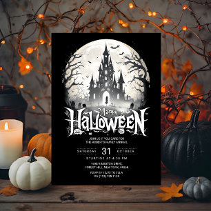 Convite de Festa Feliz Halloween Castelo Assombr