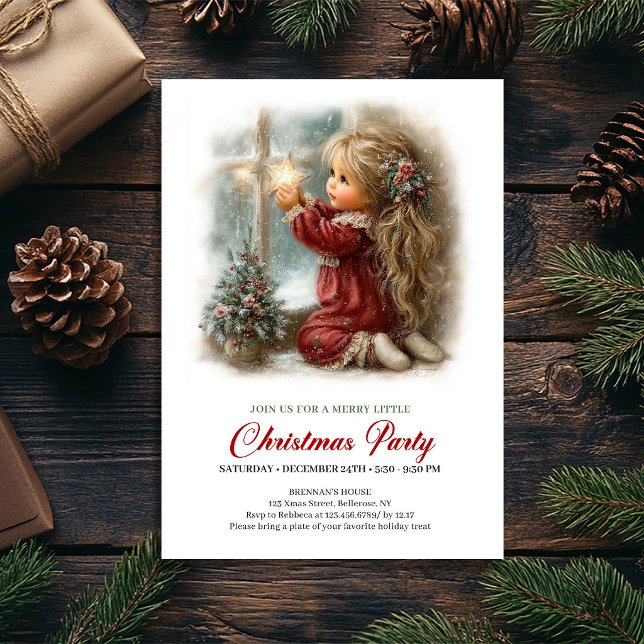 Convite de Festa Festiva Cena de Inverno Clássica  (Festive Party Invitation Classic Winter Scene Art)