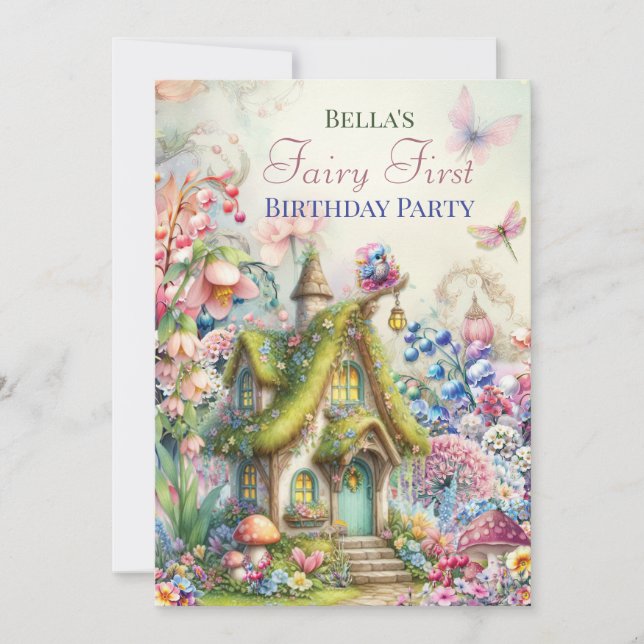 Convite de Festa Floresta das Fadas da Flor Encant (Frente)