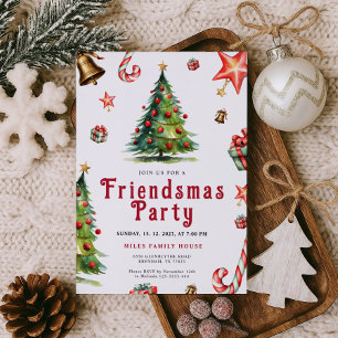 Convite de Festa Friendsmas Desenhado à Mão