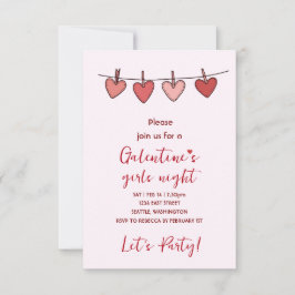 Convite de Festa Galentines Love Pattern Corações