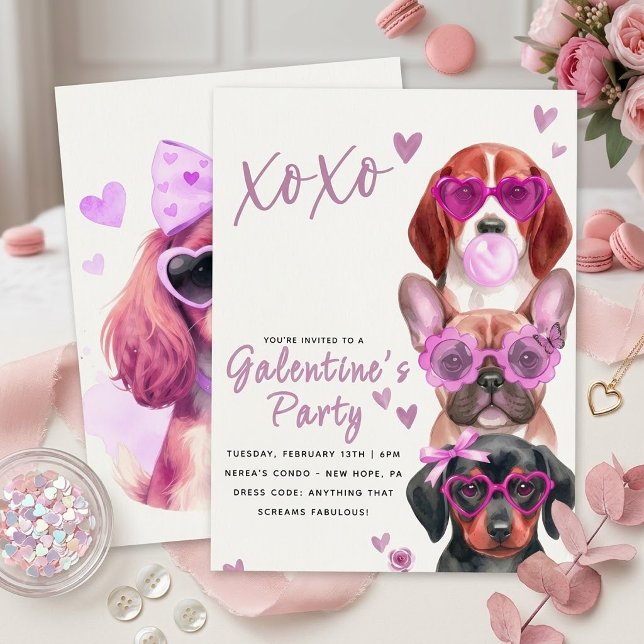 Convite de festa Galentine's Party com cachorro, a (Criador carregado)