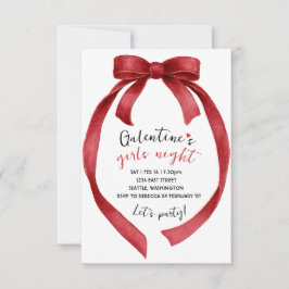 Convite de Festa Galentines Personalizado com Laço