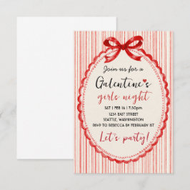 Convite de festa Galentines personalizado com laço
