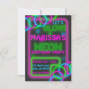 Convite de Festa Glow Personalizável