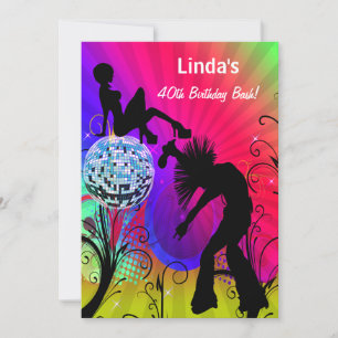 Convite de festa hippie disco retrô