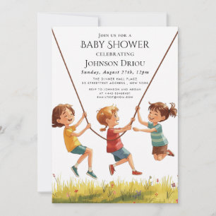 Convite de Festa Infantil Crianças Brincando em um