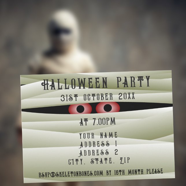 Convite de Festa Infantil do Monstro Múmia do Hall (Halloween party invitation just for you (and your mummies))