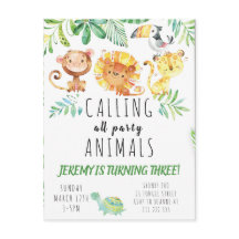 Convite de Festa Infantil Jungle Postcard