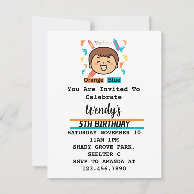 Convite de Festa Infantil Pegadas (Frente)