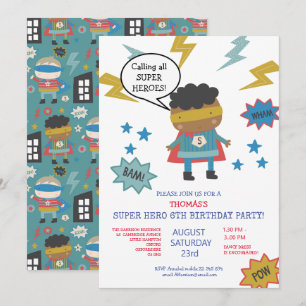 Convite de Festa Infantil Temático de Super Herói