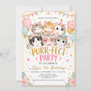 Convite de festa Kitty fofo e perfeito para menina