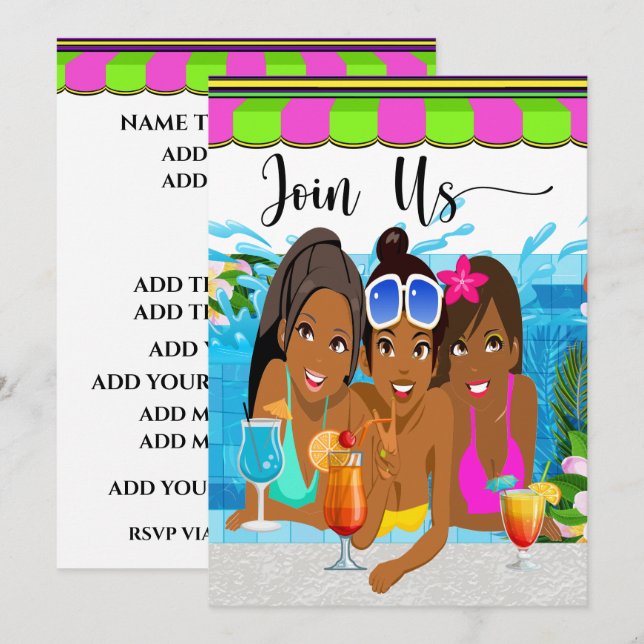 Convite de Festa Ladies Day Out (Frente/Verso)