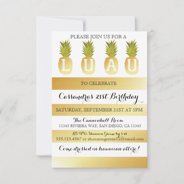 Convite de Festa Luau para Aniversário, Chá de Beb (Frente)