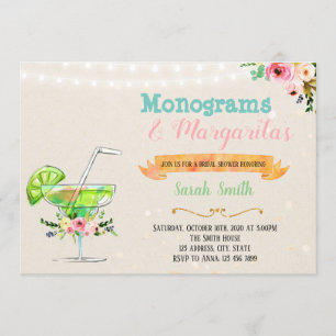 convite de festa margaritas e monogramas