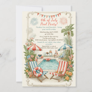 Convite de Festa na Piscina de 4 de Julho – Linha