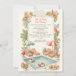 Convite de Festa na Piscina de 4 de Julho – Linha