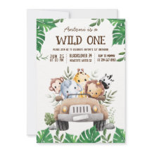 Convite de Festa na Selva com Animais do Safari