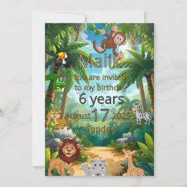Convite de festa na selva personalizável