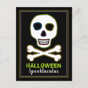 Convite de festa Neon Halloween Skull & Bones