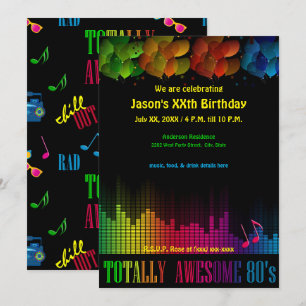 Convite de Festa Neon Retro dos Anos 80