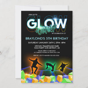 Convite de Festa no Boys Glow Trampoline Park