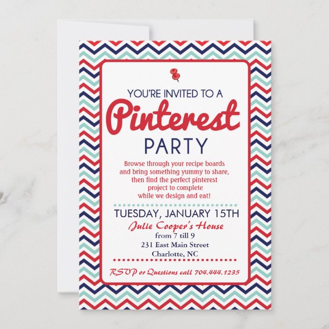 Convite de Festa no Pinterest (Frente)