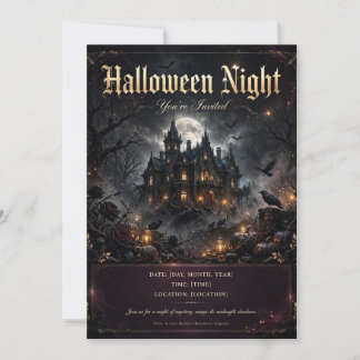 Convite de Festa Noturna de Halloween no Castelo G
