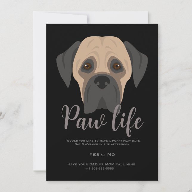 Convite de festa para a vida de patas de cachorrin (Frente)