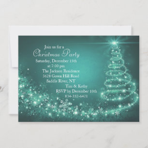 Convite de festa para árvore de Natal com brilho a