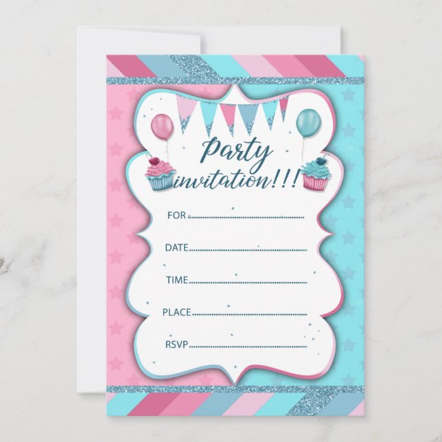 Convite de festa para escrever à mão (Frente)