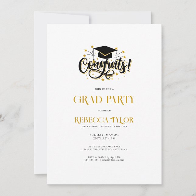 Convite de festa para Graduação com Tipografia Chi (Frente)