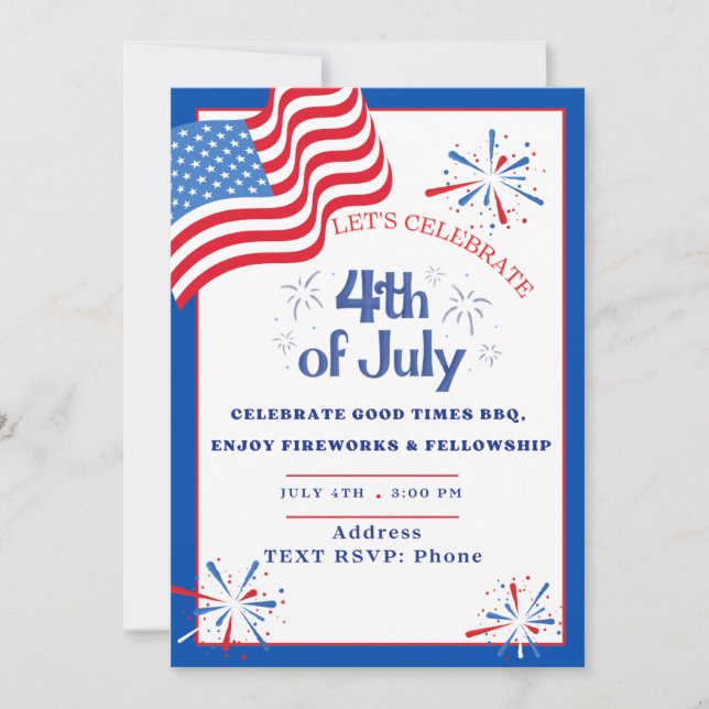 Convite de Festa Patriota de Bandeira e Fogos de A (Frente)