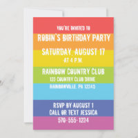 Convite de Festa Personalizado com Listras Colorid