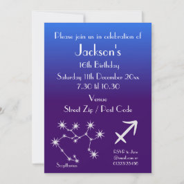 Convite de Festa Personalizado de Áries Zodíaco Ga
