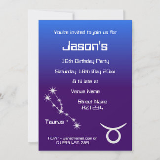 Convite de festa personalizado do zodíaco de Touro