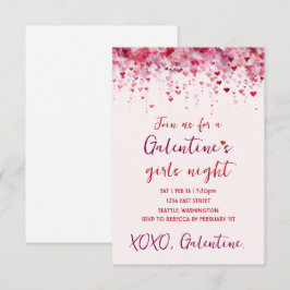 Convite de festa personalizado Galentines Pink Hea
