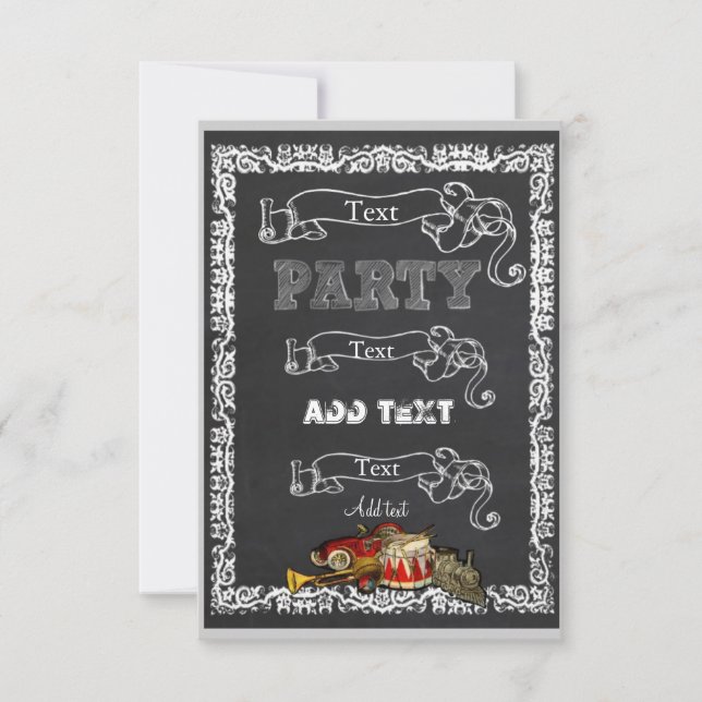 Convite de festa personalizado para meninos com qu (Frente)