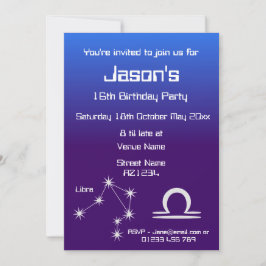 Convite de Festa Personalizado Zodíaco Libra Galáx