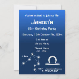 Convite de Festa Personalizado Zodíaco Libra Galáx