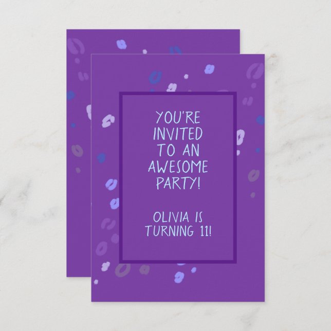 Convite de festa personalizável com estampa de leo (Frente/Verso)