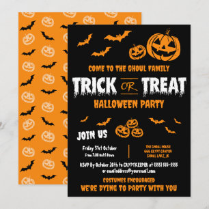 Convite de Festa Personalizável 'Trick or Treat' A