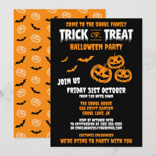 Convite de Festa Personalizável 'Trick or Treat' B