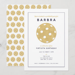 Convite de Festa Pickleball Chique Dourado Preto