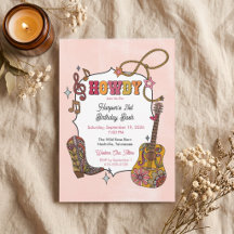 Convite de festa Pink Western Cowgirl