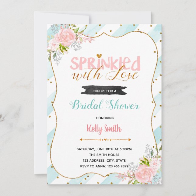 Convite de festa polvilhada com amor (Frente)