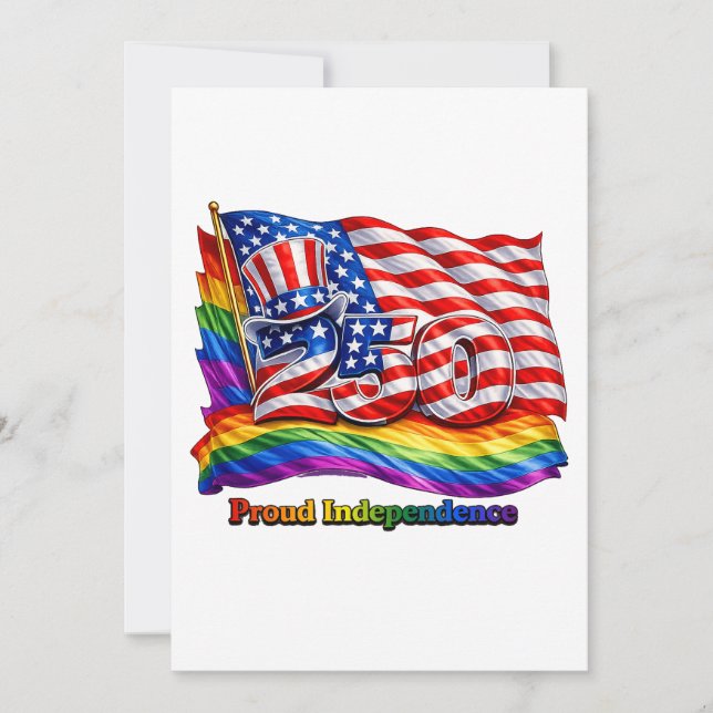 Convite de festa Proud Independence LGBTQ 250 (Frente)